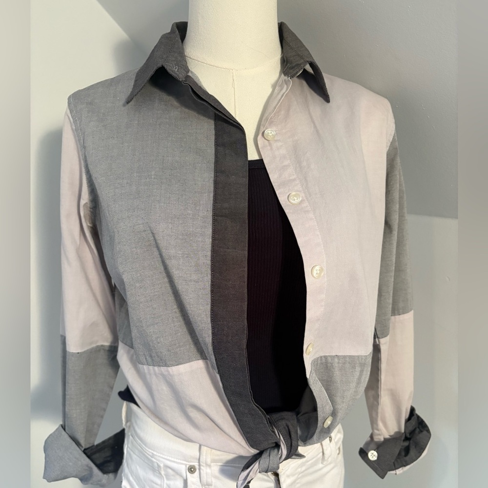 Jonathan Simkhai EUC pieced color block button up top - Picture 3 of 9